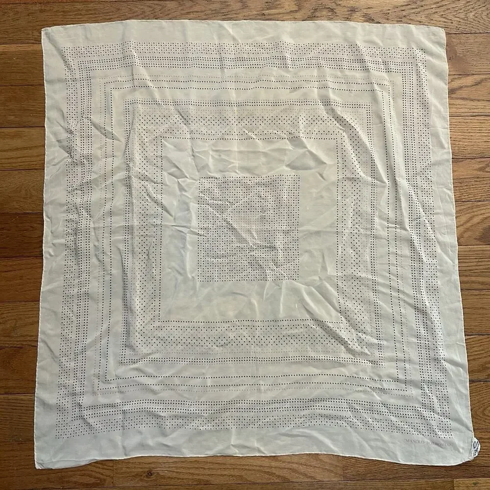 Vintage 70s Manolo Borromeo 100% Silk Dot Pattern Huge Square Scarf 31x31”